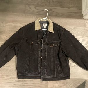 Lee Black Denim Jacket With Corduroy Collar
